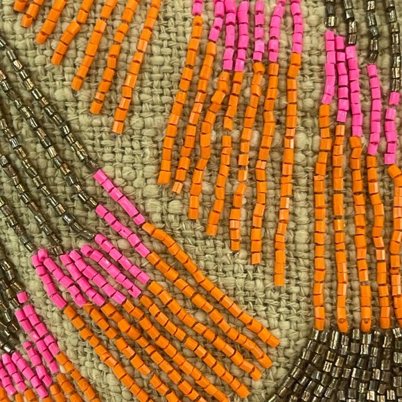 Camel Threads Totes n Toes Beaded Tote Bag Large Vibrant Pink Boho Beach Tassels main image 1